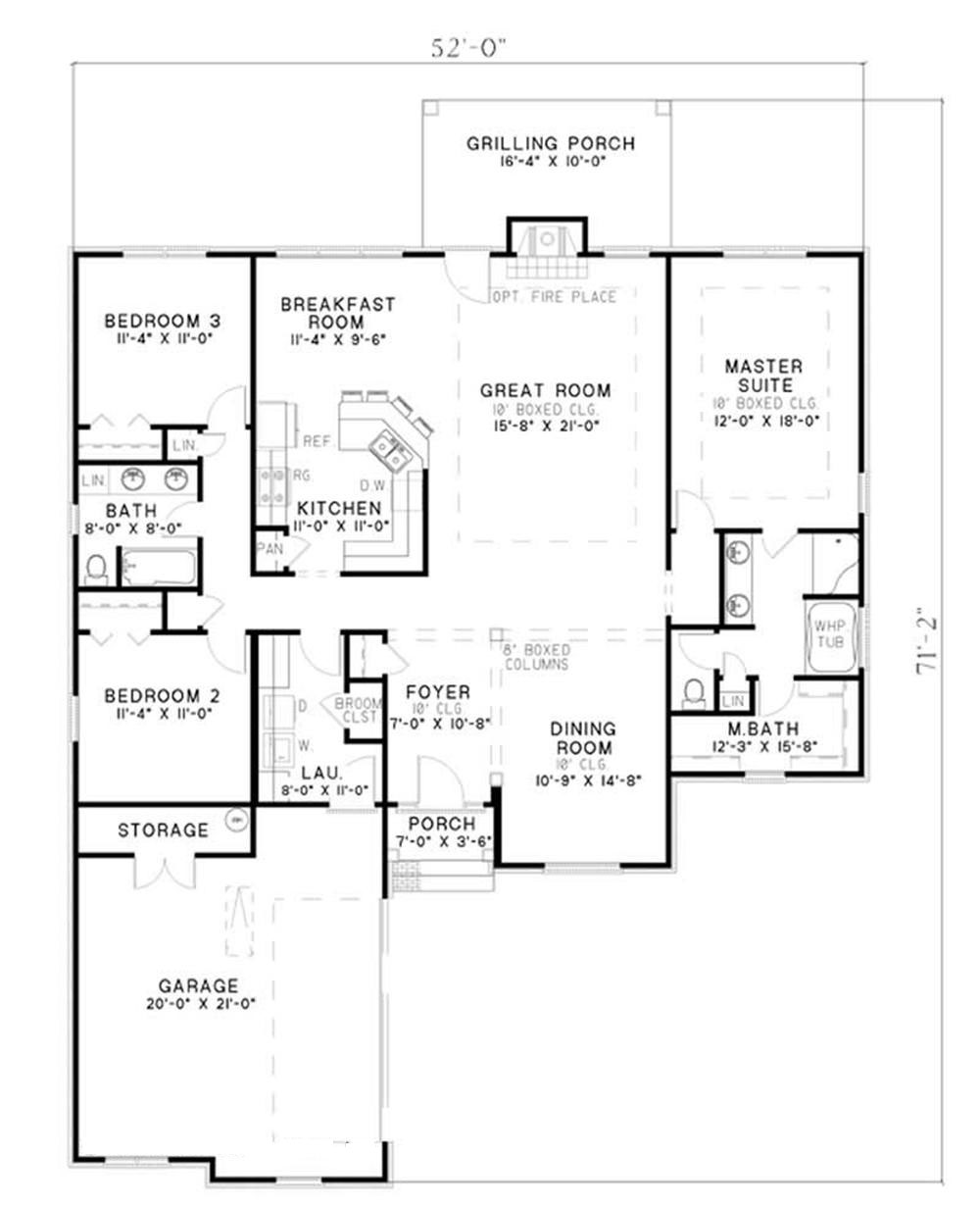 Floor Plan First Story of Country Plan #153-1218